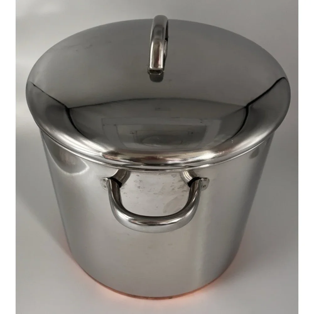 Revere Ware 12 Qt Stock Pot w/ Lid 1801 Copper Bottom Clinton IL USA Kitchen 98d